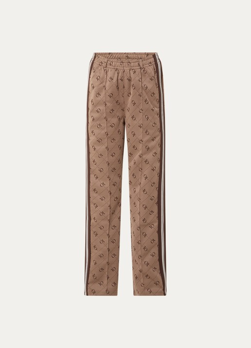 10DAYS High waist straight fit broek met logoprint - voorkant 2 bruin