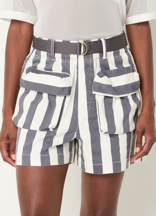 10DAYS High waist straight fit korte broek met streepprint en klepzakken