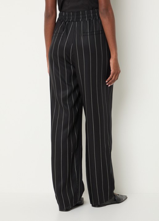 10DAYS High waist straight fit pantalon met krijtstreep - achterkant zwart