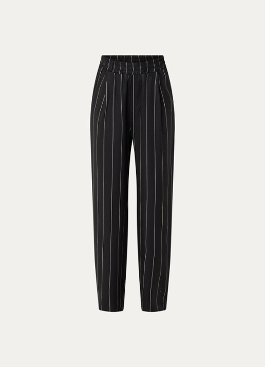 10DAYS High waist straight fit pantalon met krijtstreep - voorkant 3 zwart