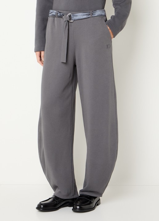 10DAYS High waist tapered fit broek met ceintuur en steekzakken