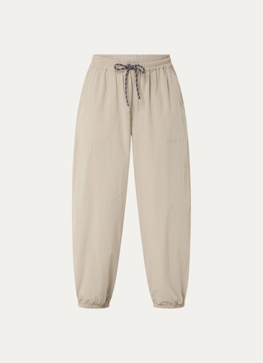 10DAYS High waist tapered fit joggingbroek met logoborduring - voorkant 2 khaki