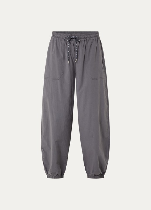 10DAYS High waist tapered fit joggingbroek met logoborduring - voorkant 2 donkergrijs