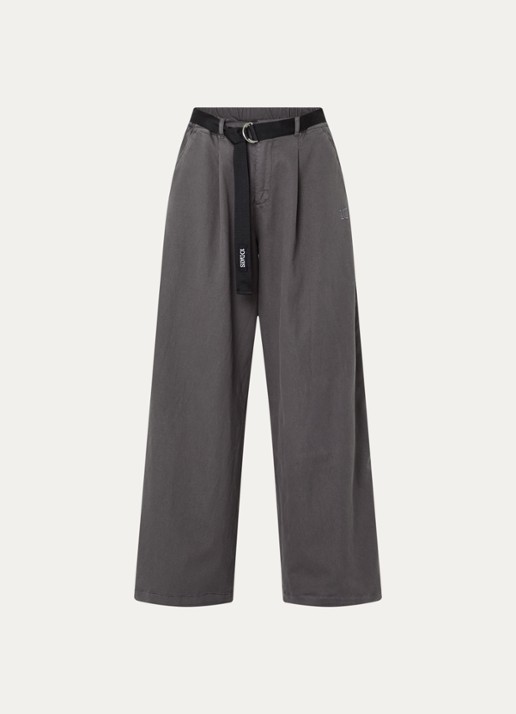 10DAYS High waist wide fit broek met ceintuur en steekzakken - voorkant 3 taupe