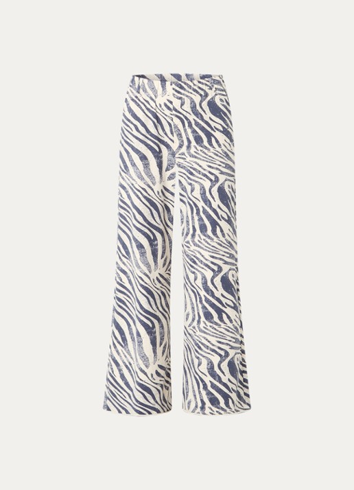 10DAYS High waist wide fit broek met zebraprint - voorkant 2 lavendel