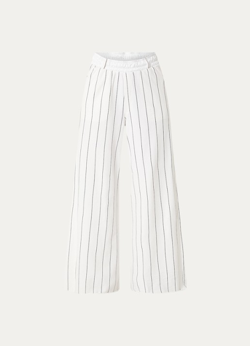 10DAYS High waist wide fit joggingbroek met streepprint - voorkant gebroken wit