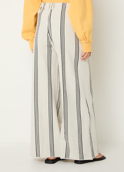 10DAYS High waist wide fit joggingsbroek met streepprint - achterkant 3 gebroken wit