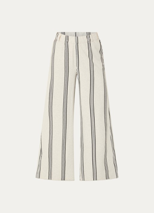 10DAYS High waist wide fit joggingsbroek met streepprint - voorkant gebroken wit