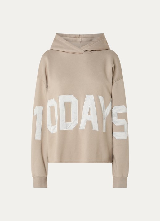10DAYS Hoodie met logo - voorkant 4 khaki