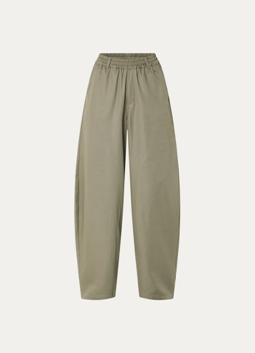 10DAYS Mid waist balloon fit chino met paspelzakken - voorkant olijfgroen