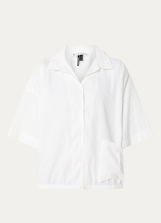 10DAYS Oversized blouse met opgestikte zak - voorkant gebroken wit