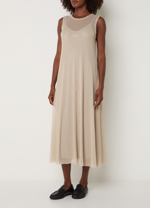 10DAYS Semi-transparante maxi jurk van mesh