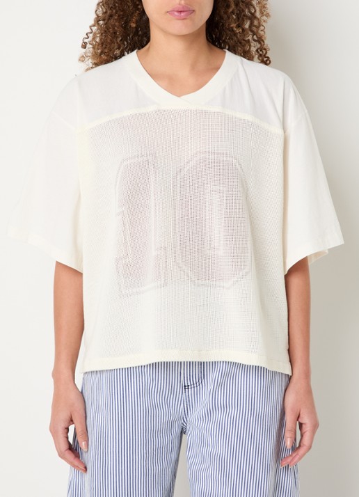 10DAYS Semi-transparante T-shirt met logoprint