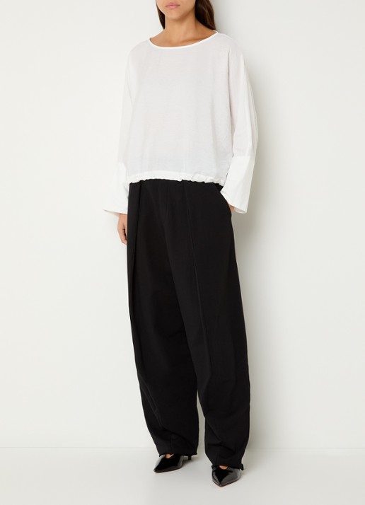 10DAYS Semi-transparante top met logo - voorkant 2 creme