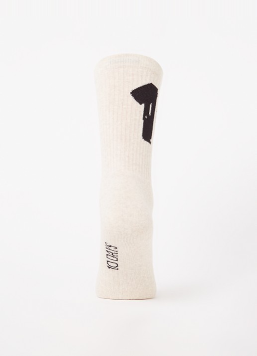 10DAYS Sportsokken met logo - voorkant 2 creme