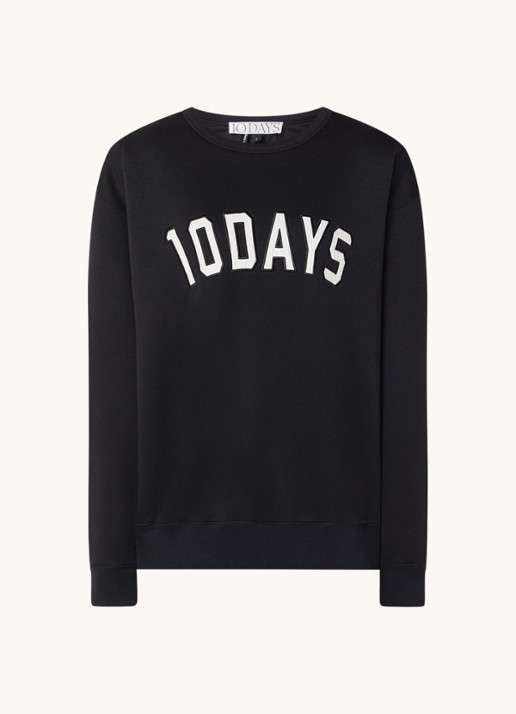10DAYS Statement oversized sweater met logoborduring - voorkant 3 zwart
