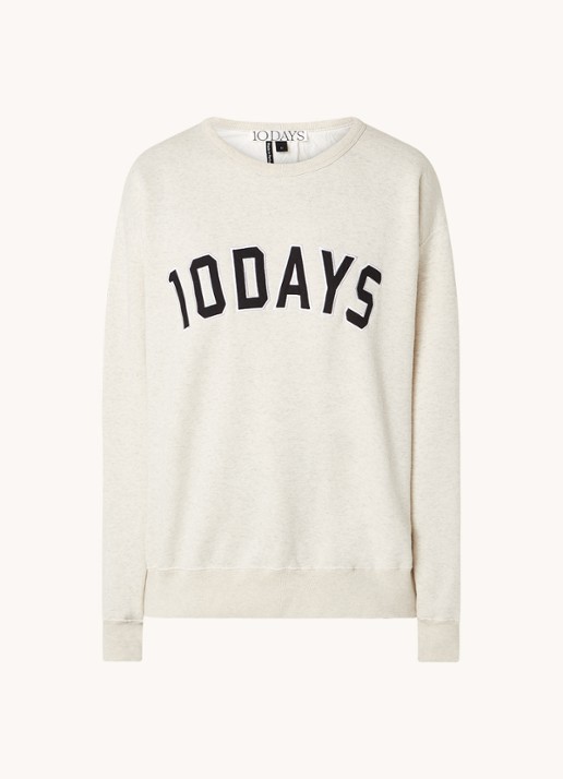 10DAYS Statement oversized sweater met logoborduring - voorkant 2 gebroken wit