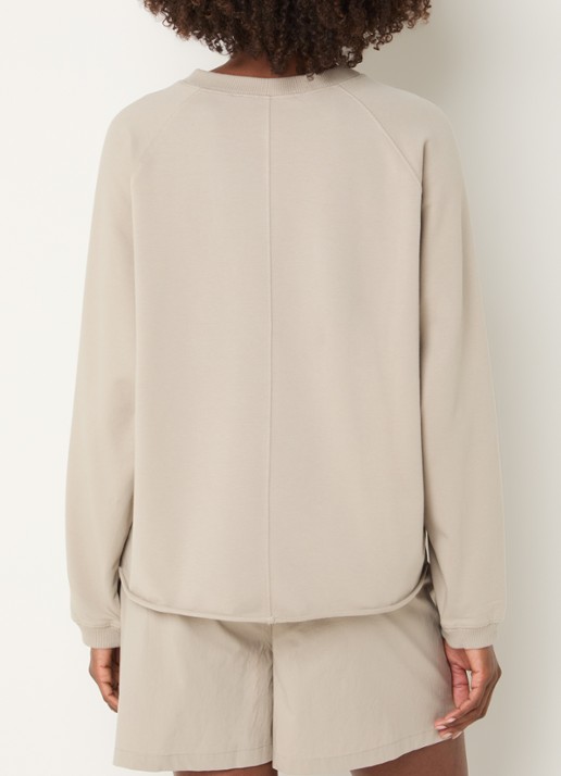 10DAYS Sweater met logoborduring en gerafelde zoom - achterkant 4 khaki