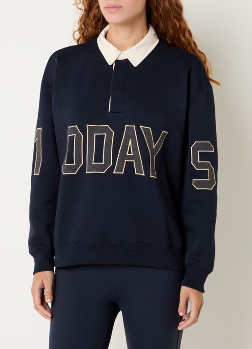 10DAYS Sweater met logoborduring en polokraag