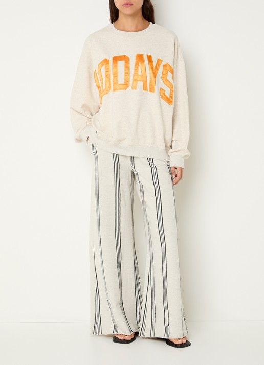 10DAYS Sweater met logoborduring - voorkant 4 grijsmele