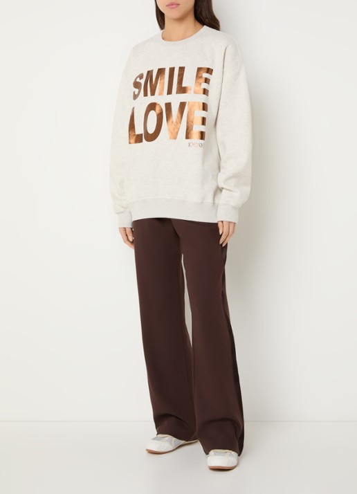10DAYS Sweater met print en logo - voorkant 4 grijsmele