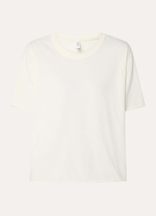 10DAYS T-shirt met logoprint - voorkant 2 creme