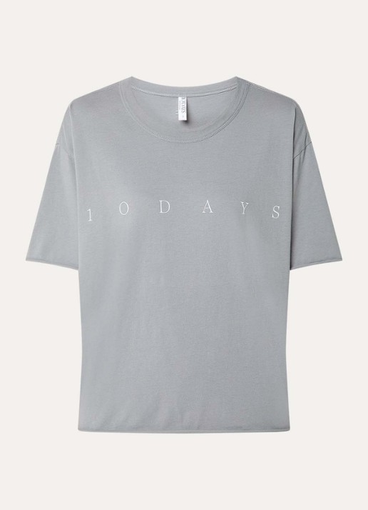 10DAYS T-shirt met logoprint - voorkant donkergrijs