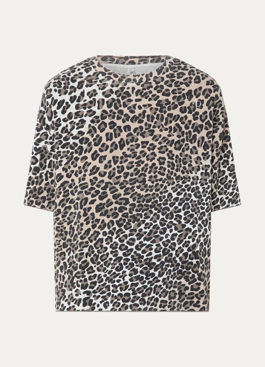 10DAYS T-shirt met panterprint - voorkant beige