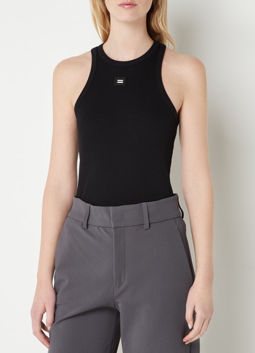 10DAYS Tanktop met ribstructuur en logoborduring