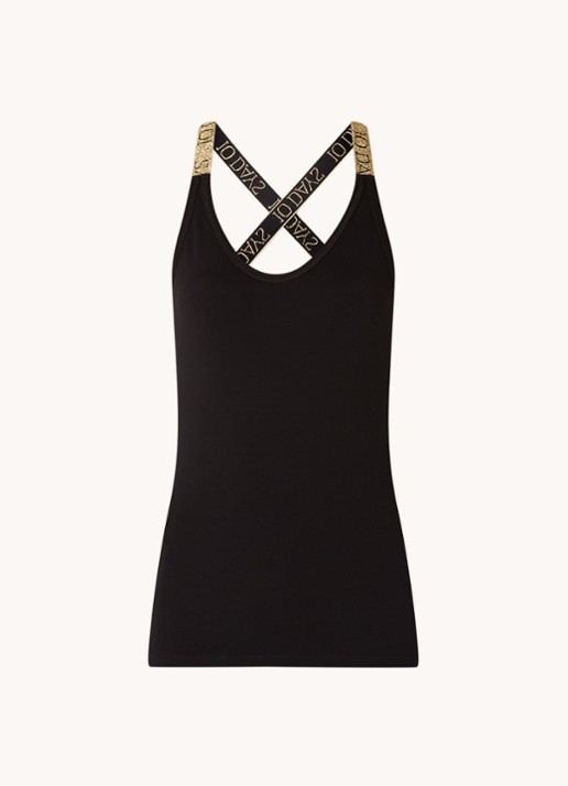 10DAYS The Wrapper top met logoband en lurex - voorkant 2 zwart