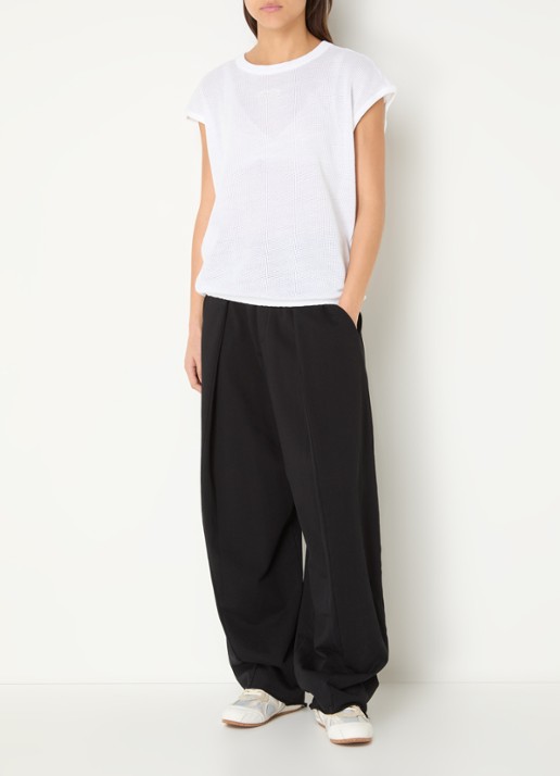 10DAYS Top van mesh met logo - voorkant 3 wit