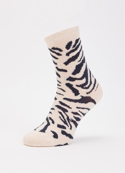10DAYS Zebra sokken in katoenblend met dierenprint  - detail beige