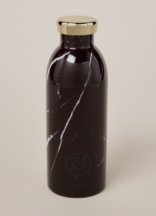 24Bottles Black Marble Clima Bottle waterfles 500 ml - voorkant 2 zwart