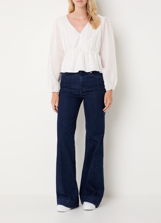 7 For All Mankind Dojo high waist flared jeans met donkere wassing - voorkant 3 indigo