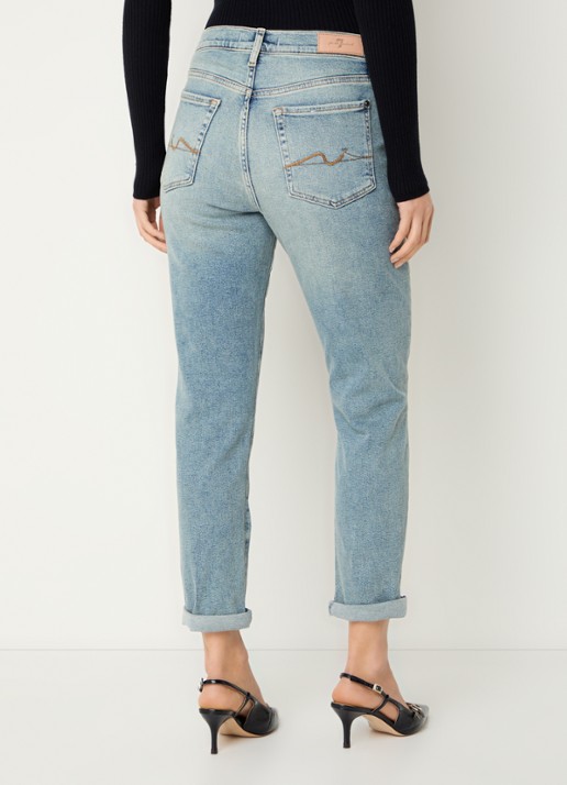 7 For All Mankind Josefina mid waist slim fit jeans met lichte wassing - achterkant indigo