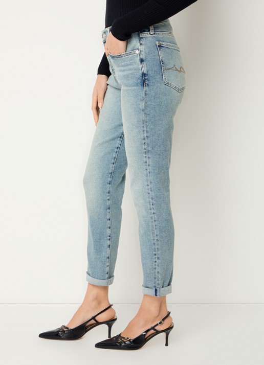 7 For All Mankind Josefina mid waist slim fit jeans met lichte wassing - detail 5 indigo