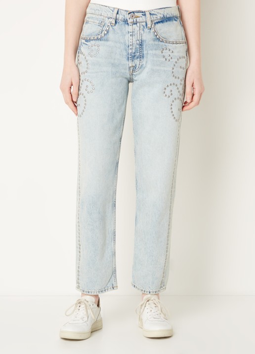 7 For All Mankind Julia mid waist boyfriend jeans met studs - detail 4 indigo