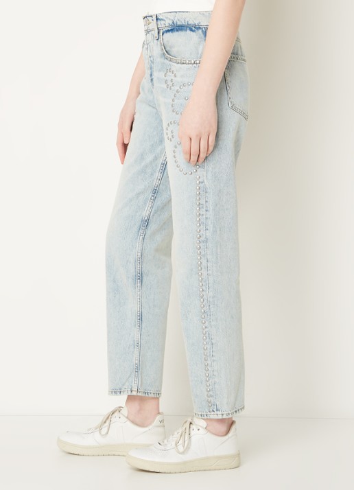 7 For All Mankind Julia mid waist boyfriend jeans met studs - detail 5 indigo