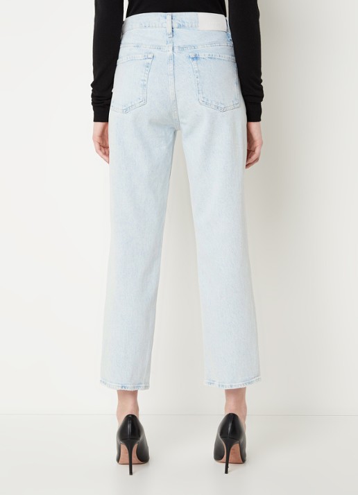 7 For All Mankind Logan high waist straight leg jeans met lichte wassing - achterkant 5 indigo