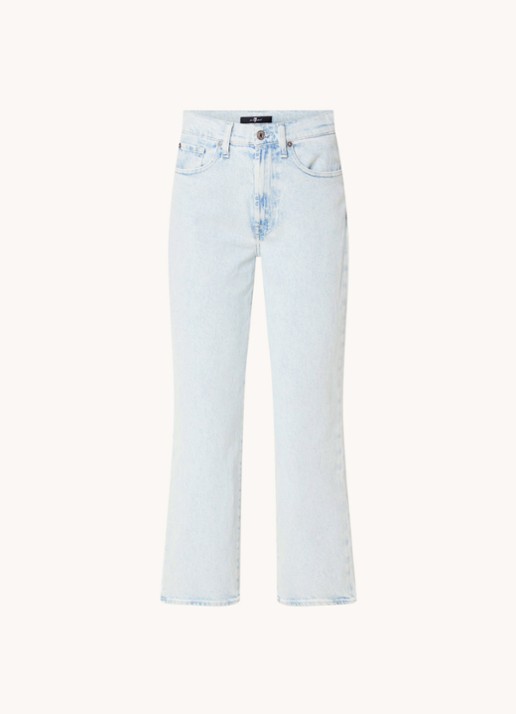 7 For All Mankind Logan high waist straight leg jeans met lichte wassing - voorkant indigo