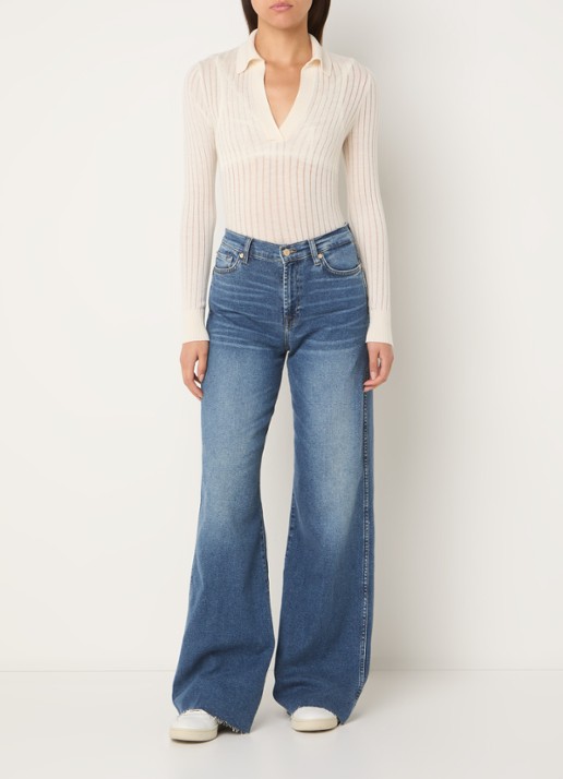 7 For All Mankind Lotta Luxe Vintage Love Affair high waist flared jeans met medium wassing - voorkant 2 indigo