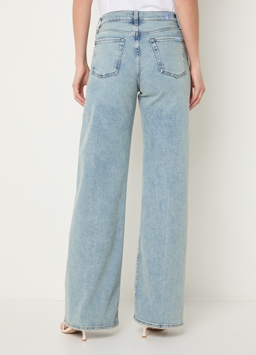 7 For All Mankind Lotta Must high waist wide leg jeans met lichte wassing - achterkant indigo