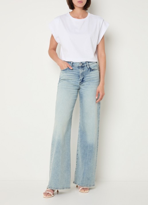 7 For All Mankind Lotta Must high waist wide leg jeans met lichte wassing - voorkant 3 indigo