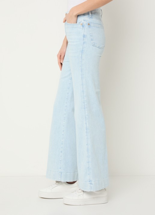 7 For All Mankind Modern Dojo Tailorless high waist flared jeans met lichte wassing - detail 2 indigo