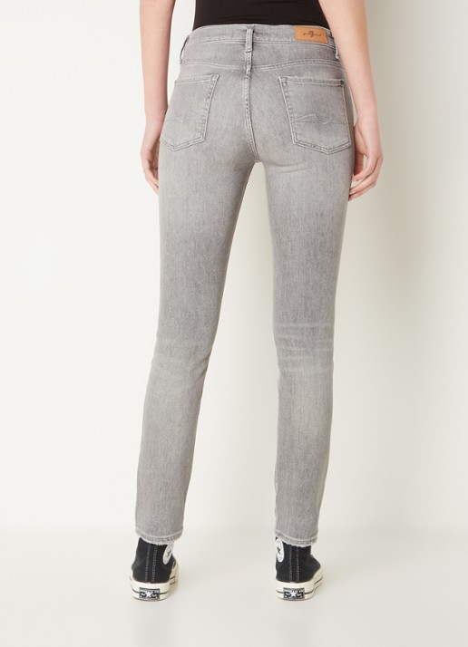 7 For All Mankind Roxanne mid waist skinny jeans  - achterkant grijs