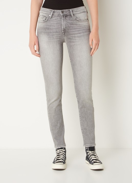 7 For All Mankind Roxanne mid waist skinny jeans  - detail 2 grijs