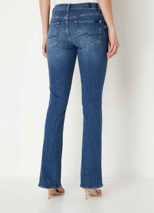 7 For All Mankind Slim illusion mid waist bootcut jeans met medium wassing  - achterkant 3 blauw