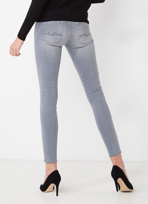 7 For All Mankind The Skinny Slim Illusion skinny jeans met lichte wassing - achterkant grijs