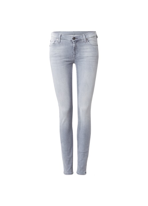 7 For All Mankind The Skinny Slim Illusion skinny jeans met lichte wassing - voorkant 2 grijs