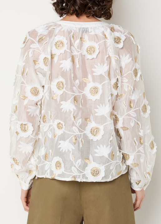 Aaiko Alanza blouse met borduring - achterkant 3 wit